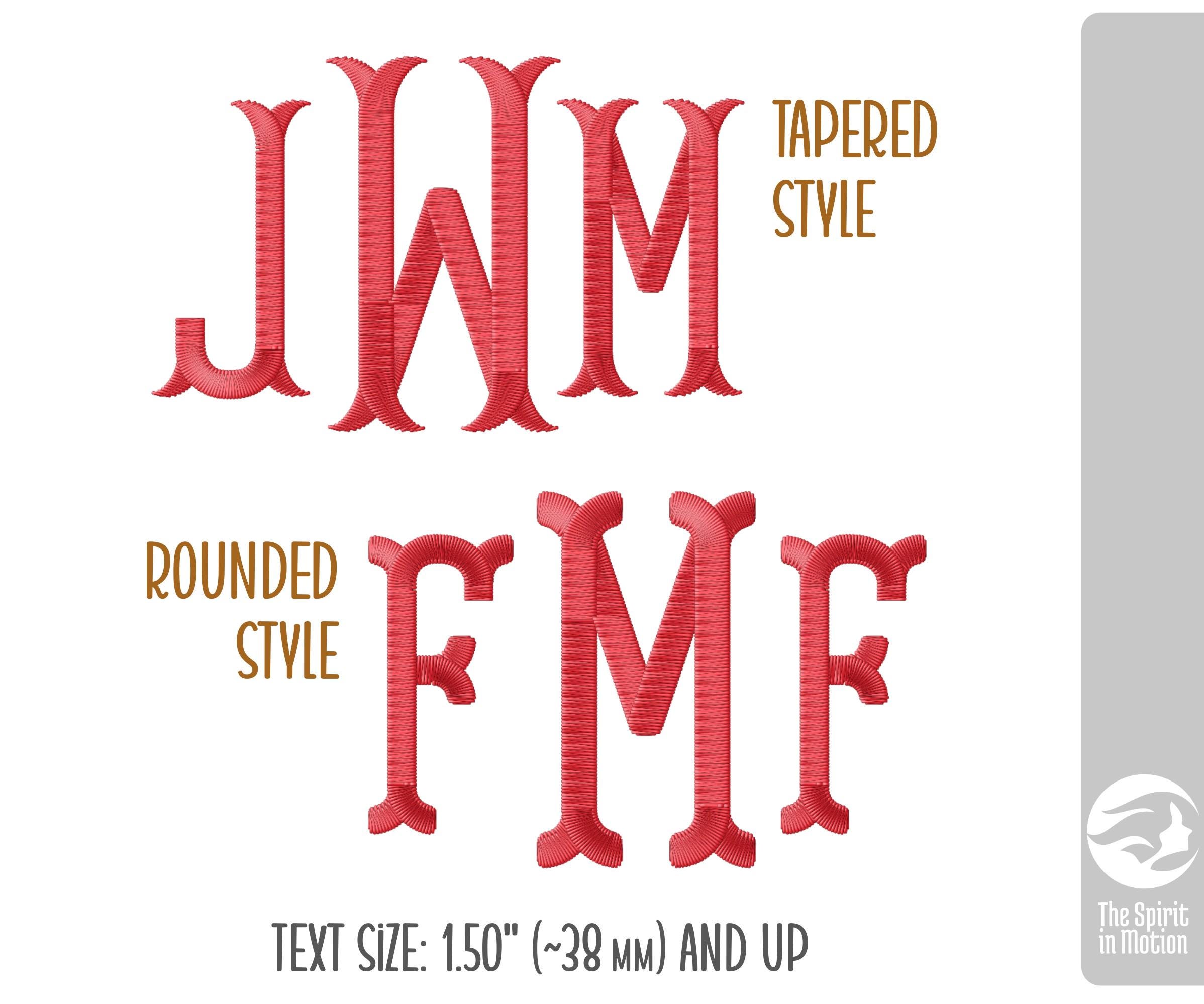 Custom 3-letter Fishtail Monogram Embroidery Design | Personalized ...