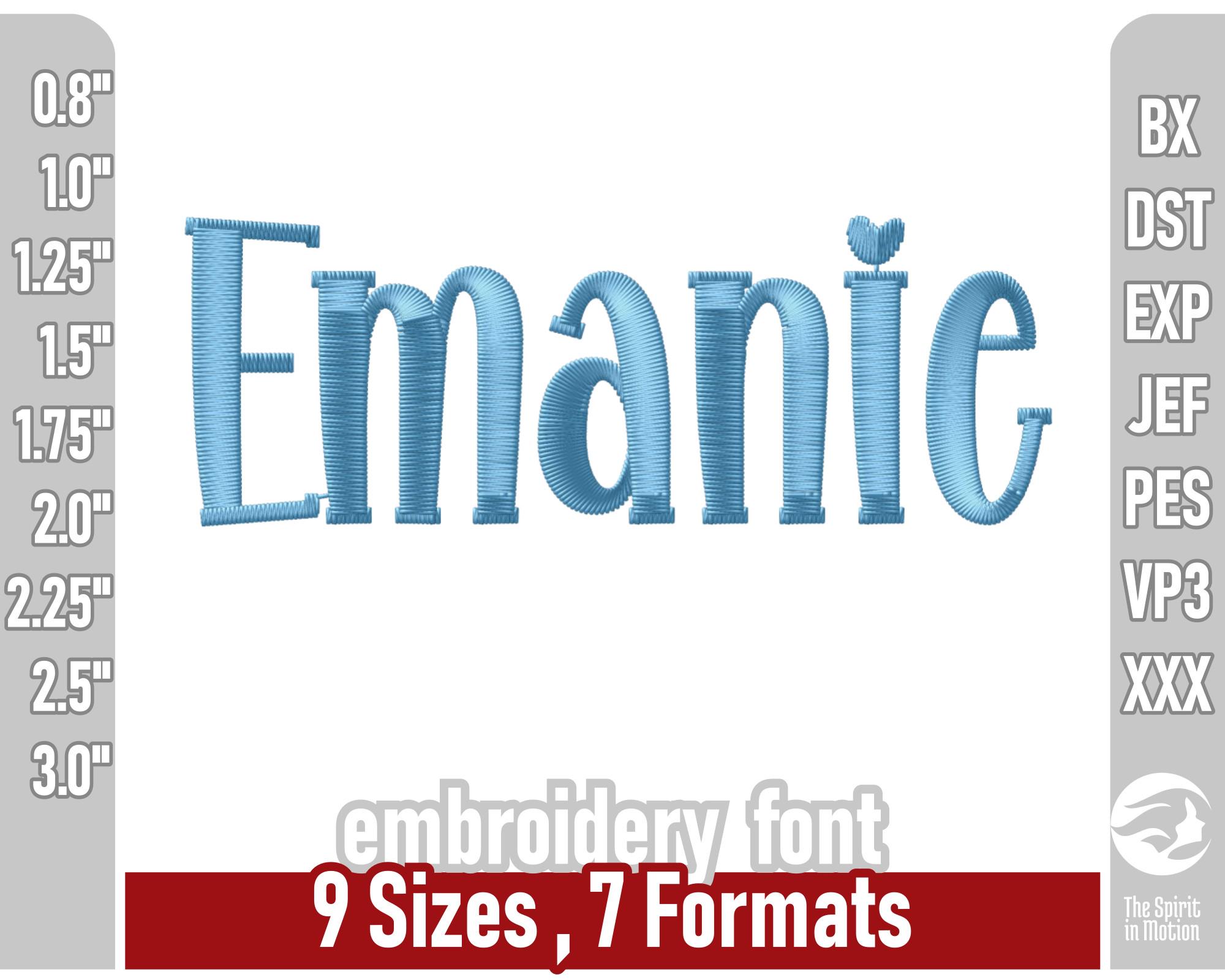 Emanie Cute Display Embroidery Font | Cartoon Machine Embroidery Letters | Letters, Numbers, Symbols |  Formats include PES, BX, DST