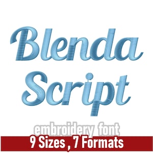 Fuente de bordado Blenda Script / Fuente de escritura retro conectada / Letras para bordado a máquina / Múltiples formatos, incluidos PES, BX y DST