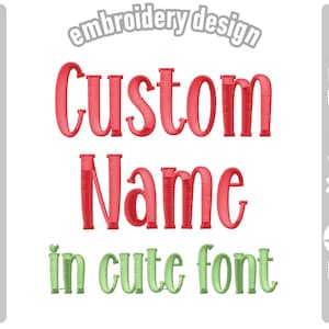 Custom Name Embroidery Design in Cute Emanie Serif Font | PES, JEF, DST | Baby Shower, Birthday, Back to School & Christmas Embroidery