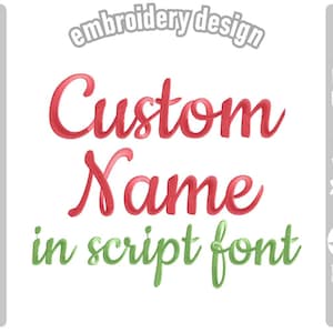 Diseño de bordado de nombre personalizado con fuente Cookie Script / PES, JEF, DST / Bordado para bodas y Navidad
