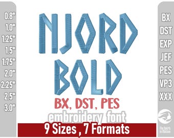 Njord Bold Medieval Embroidery Font | Runic Style Norse Embroidery Alphabet | PES, DST. BX