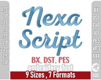Czcionka do haftu Nexa Script | Litery do haftu maszynowego | Wiele formatów, w tym PES, JEF, BX