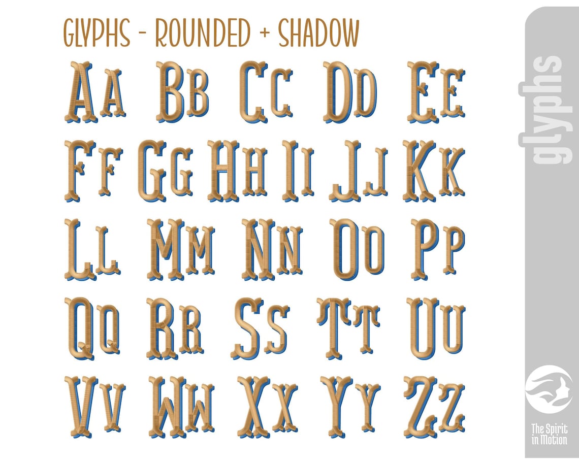 Shadow Fishtail Monogram Embroidery Font | Three-letter Rounded Serif ...