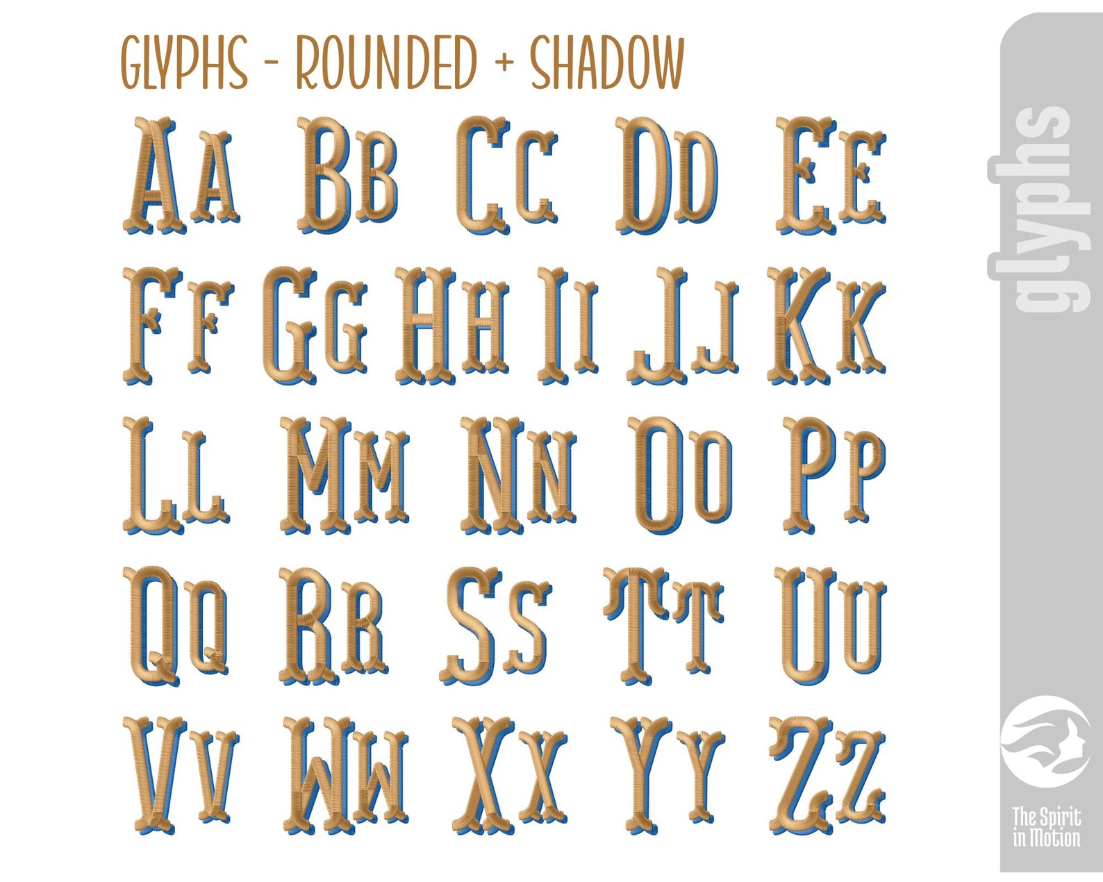 Shadow Fishtail Monogram Embroidery Font | Three-letter Rounded Serif ...