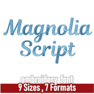 Fuente de bordado Magnolia Script / Letras para bordado a máquina / Múltiples formatos, incluidos PES, JEF y BX