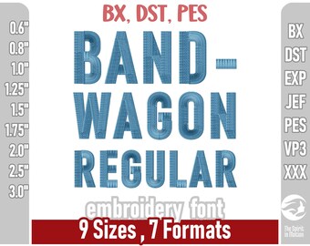 Bandwagon Block Embroidery Font | Machine Embroidery Alphabet | Formats include PES, JEF. BX