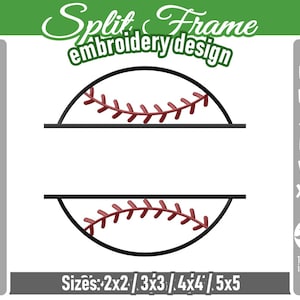 Baseball Split Frame Zweifarbige Gliederstickerei | Maschinenstickerei Softball Logo Design | Schulstickerei PES, JEF, DST