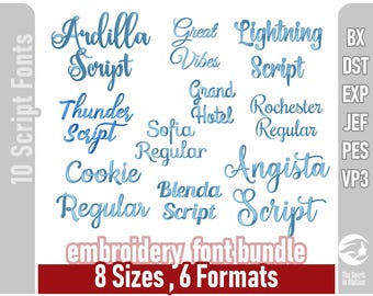 Stickschrift-Bundle Nr. 1 | 10 handdigitalisierte Schreibschriften – inklusive PES, BX und DST für gängige Stickmaschinen