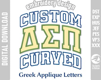 Custom Curved Outline Embroidery Text Using Varsity Font | College Font PES, JEF, DST | Sports, Graduation & Christmas Embroidery Design