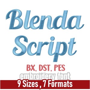 Blenda Script Embroidery Font | Retro Connected Script Font | Machine Embroidery Letters | Multiple Formats including PES, BX, DST