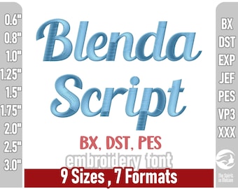 Czcionka do haftu Blenda Script | Czcionka Retro Connected Script | Litery do haftu maszynowego | Wiele formatów, w tym PES, BX, DST