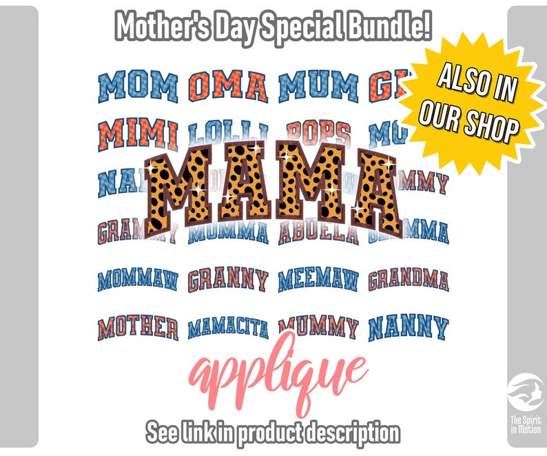Curved Mama Applique Design | Family Members Embroidery Set | 20 Titles, 2 Border Widths, 6 Sizes, 6 Formats Including PES, DST, EXP image 5