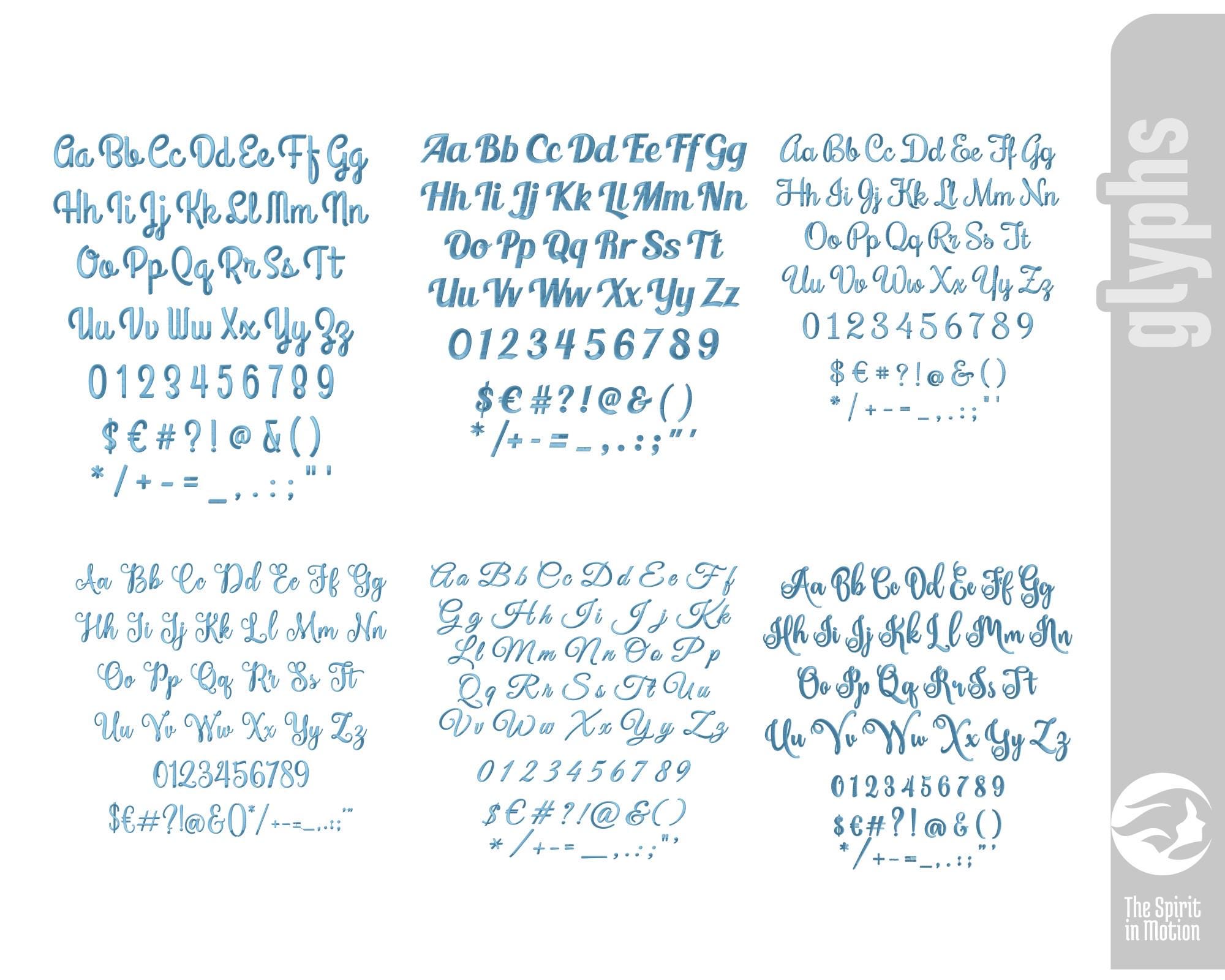 Script Embroidery Font Bundle #1 | 10 Hand-digitized Script Fonts ...