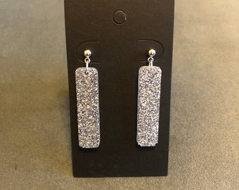 Glitter resin strip earrings.