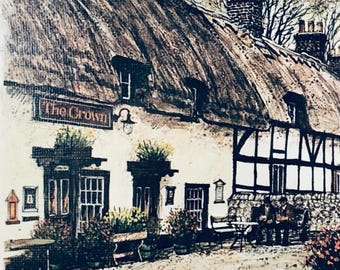 The Crown Inn, Kings Sombourne, Hampshire - signed-in-print lithograph (A. Jantzkiman)