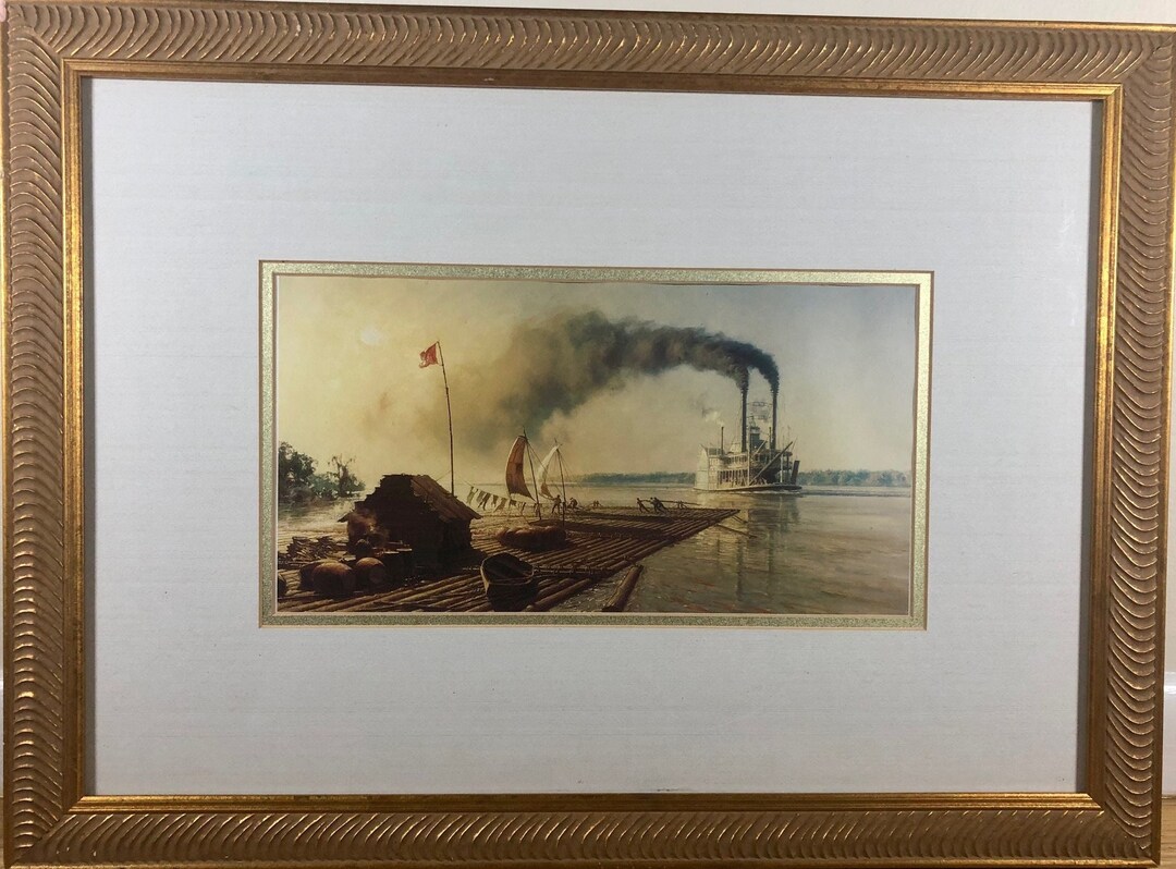 Steamboat and River Raft - Decorative Print - Etsy