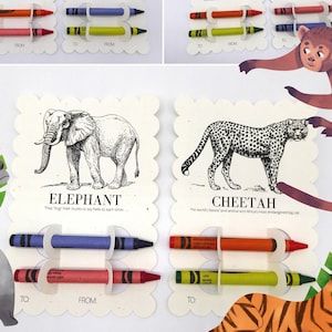 Safari party coloring party favors - 6 different animals with fun educational facts, kids party, safari party, animal theme party, gifts