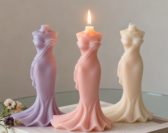 Bridal Gown Candle Mold | Wedding Dress Silicone Mold for Resin, Plaster & Wax