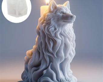 Direwolf Candle Mold | Siberian Wolf Silicone Mold for Resin, Plaster