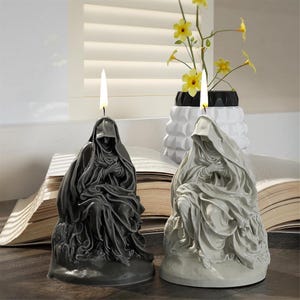 Silicone mold of a scented candle of Jesus&#39;s mother Mary; handcrafted DIY Virgin Mary human plaster mold.