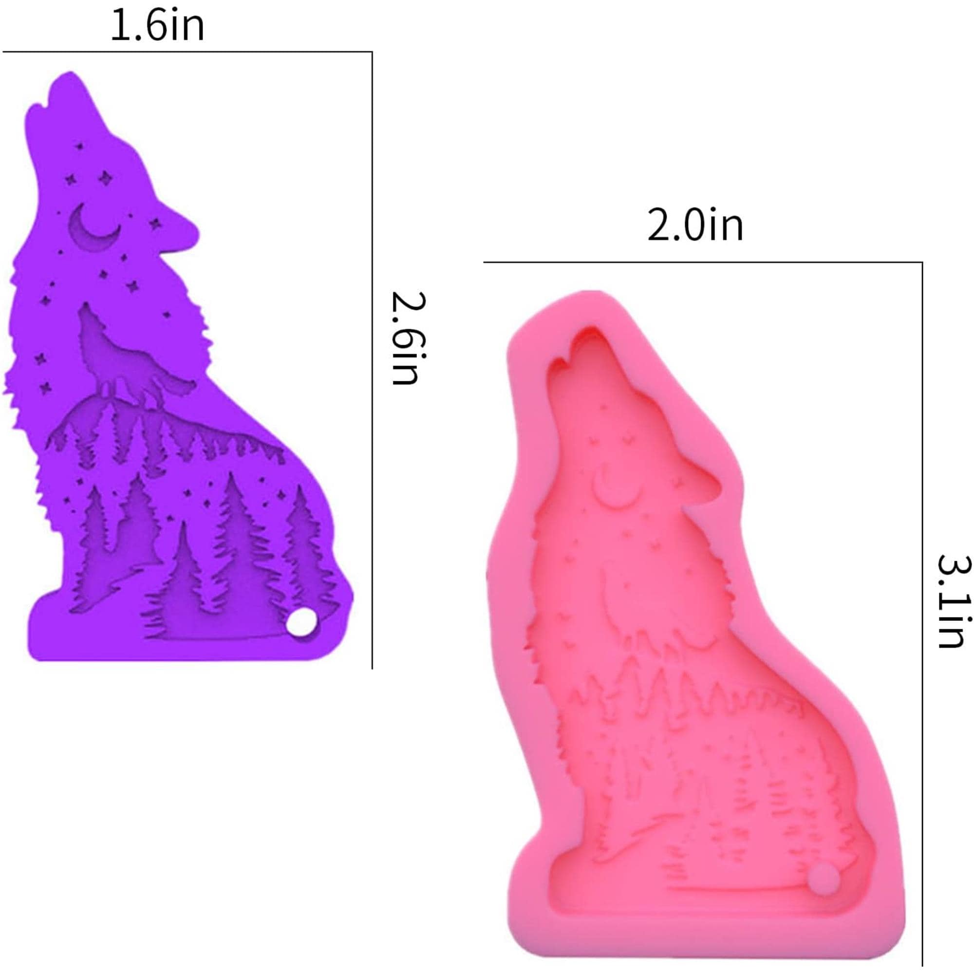 A/A Stampo in resina epossidica a forma di lupo in silicone 3D a forma di lupo, in resina, fai da te