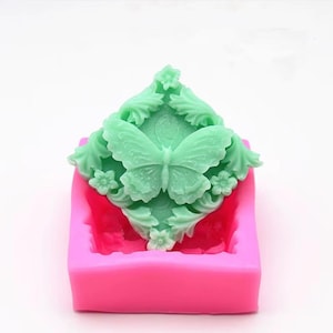 Molde cuadrado de silicona para barra de jabón con forma de mariposa, molde para barra de loción, flores, herramientas para hacer jabón