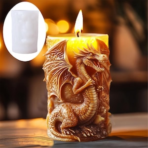 Dragon wings relief cylindrical candle silicone mold unfolded wings relief cylindrical resin mould dragon relief gypsum molds