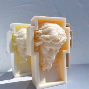 Large Jesus Cross Candle Mold | Silicone Bust Sculpture Mould for Wax, Resin & Plaster