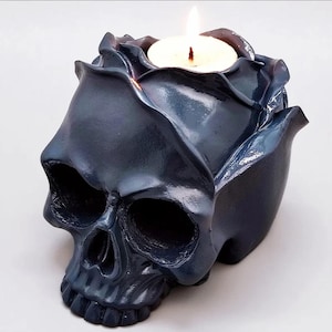 Gothic skull and rose silicone mould perfect for candles, soap, resin and cakes - free worldwide shipping