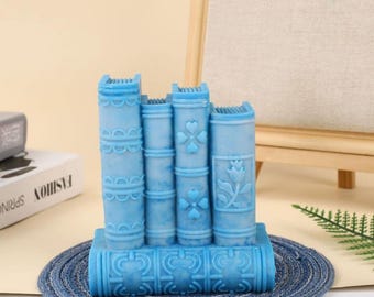 3D Book Silicone Mold: Literary Candle, Plaster & Resin Casting