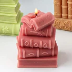 3D Book Silicone Candle Mold Literary Style Plaster Epoxy Resin Casting Mould Bookshelf Ornament Study Decors Making Supplies