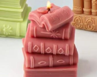 3D Book Silicone Mold: Literary Candle, Plaster & Resin Casting