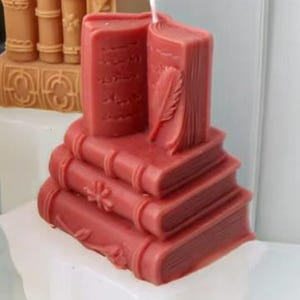 3D Book Silicone Candle Mold Literary Style Plaster Epoxy Resin Casting Mould Bookshelf Ornament Study Decors Making Supplies