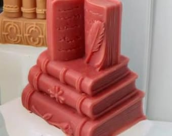 3D Book Silicone Mold: Literary Candle, Plaster & Resin Casting