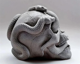 Gothic Skull and Snake Silicone Mould: Candle, Soap, Resin, Cake