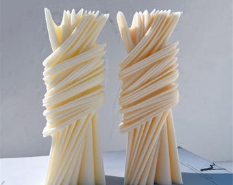 Geometric Striped Pillar Candle Silicone Mold | Modern Home Decor