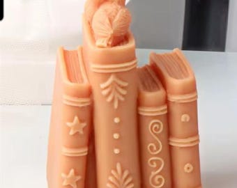 3D Book Silicone Mold: Literary Candle, Plaster & Resin Casting