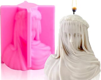 Veiled Lady Bust Silicone Mold, Candle & Soap Making