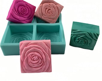 Stampo in silicone a 4 cavità per saponette a forma di rosa: stampo per saponette idratanti