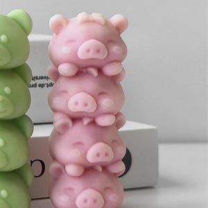 Stacking Pigs Candle Silicone Mold | DIY Animal Soy Wax, Plaster & Resin Mould | Cute Aromatherapy Candle Making, Handmade Decor Gift
