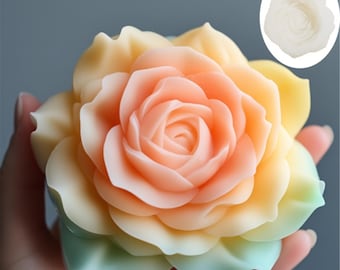 3D Peony Flower Silicone Mold, Rose Candle, Resin, Gypsum Mould