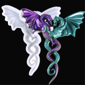 3D Large Dragon Silicone Moulds Flying Dragon Resin Mould Animal Epoxy Moulds Crystal Statue Making Molds for DIY Fighting Dragons