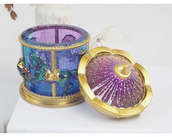 Carousel Box Resin Mold with Lid: Trinket Jar Silicone Mold
