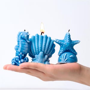 3 piece set 3D Starfish Shell Seahorse silicone Mold DIY Handmade Soap Candle Ornaments Crafts Silicone Mould