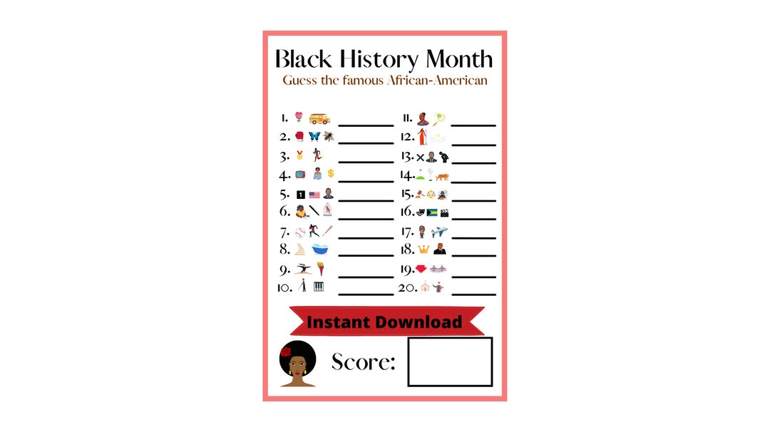 Black History Month Emoji Pictionary Game Black History Month Etsy