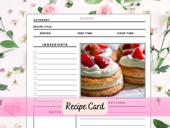 Recipe Cards Editable Recipe Card Templates Customizable - Etsy