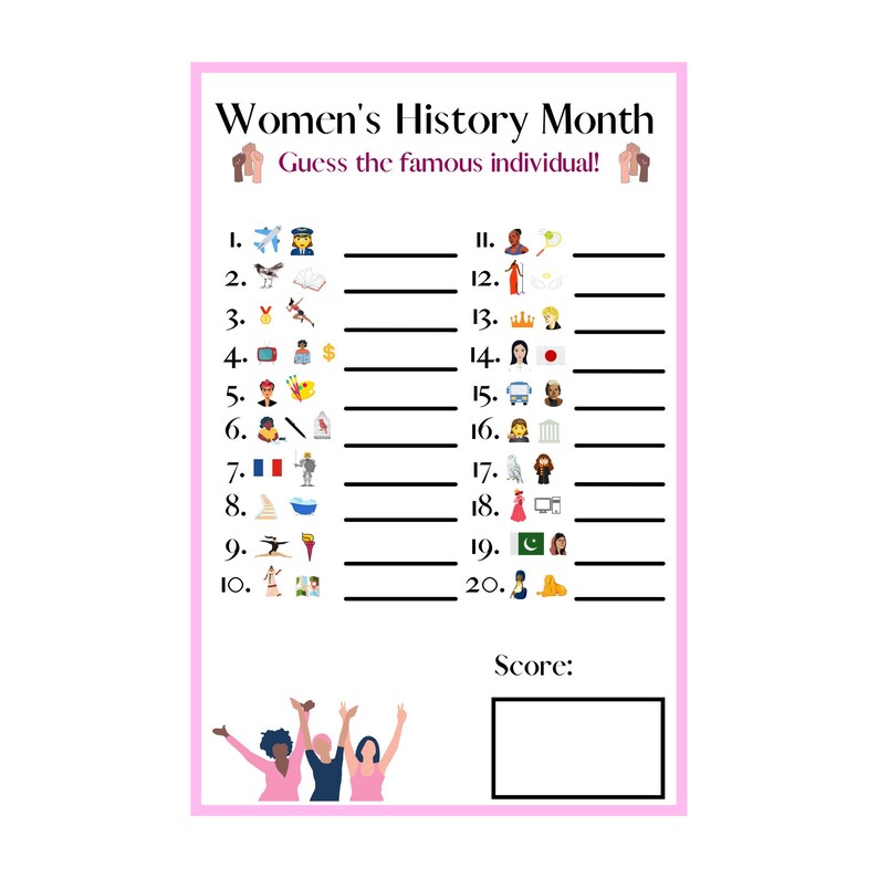 Womens History Month Emoji Pictionary Game / International Etsy España