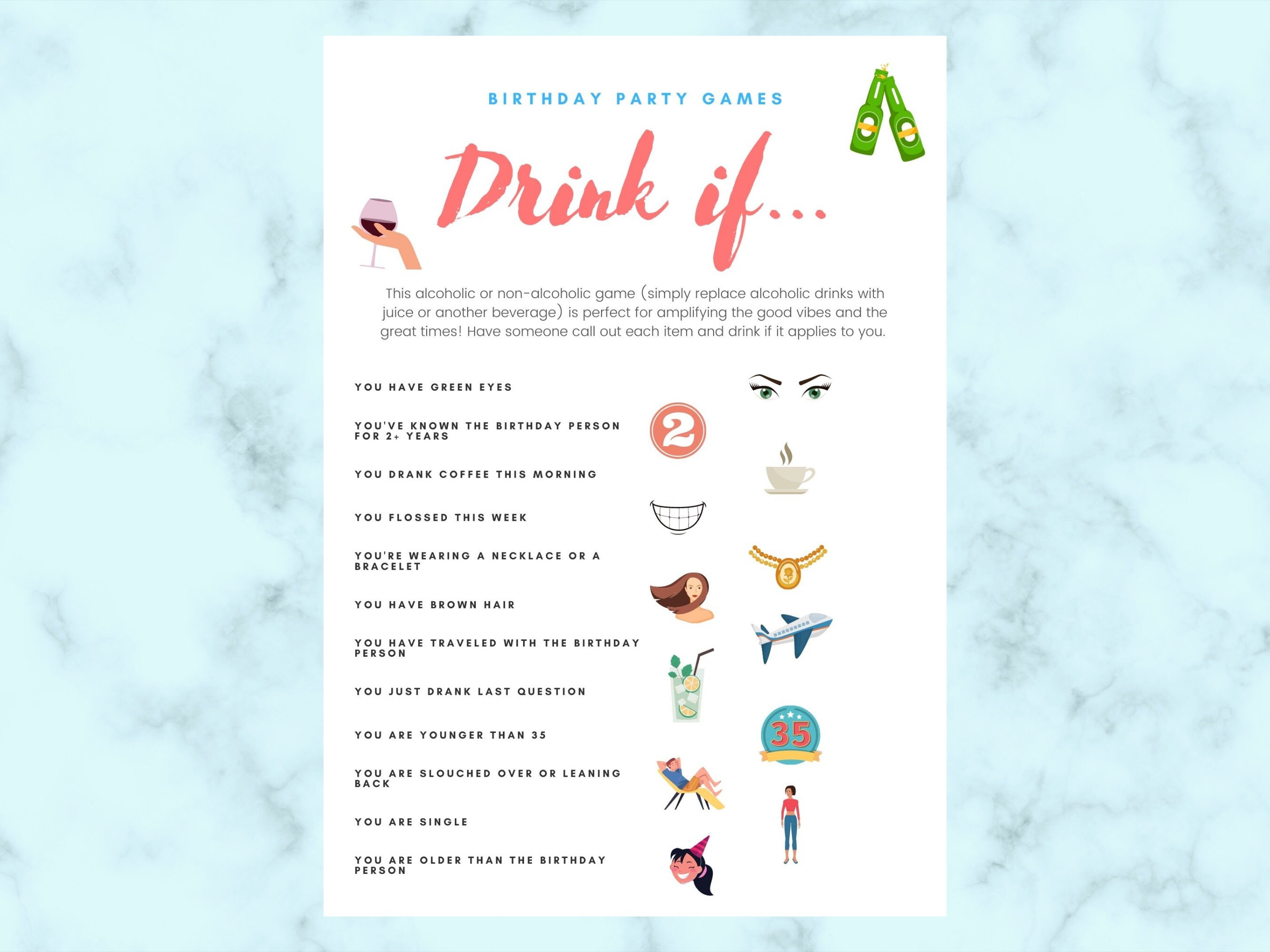 Drink If Birthday Party Game / Drinking Games for Birthday - Etsy