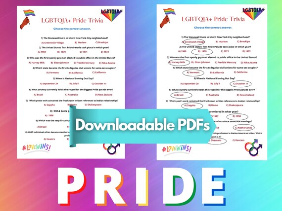 LGBTQIA Pride Trivia Game LGBTQ Pride Month Question Game - Etsy